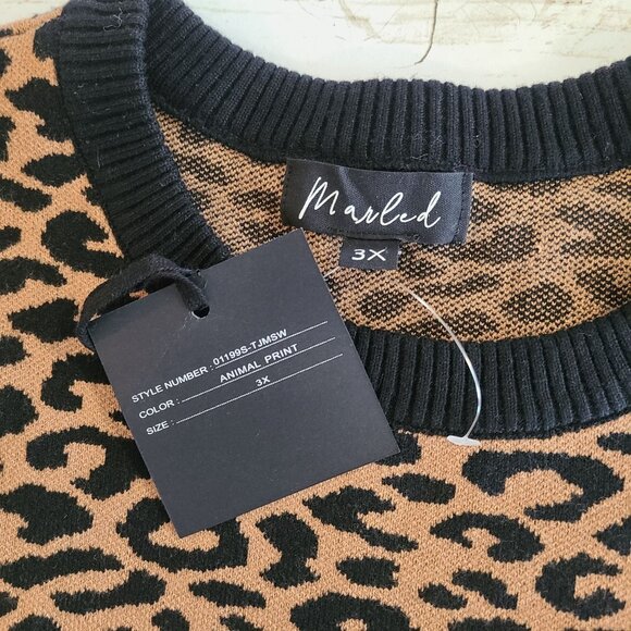 Marled Reunited Leopard Print Sweater NEW Plus 3X Long Sleeve Glam Classic - Picture 5 of 9